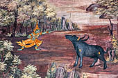 Detail from a mural painting with a 'Ramakien' motif - Thai version of the Indian Ramayana - from the temple complex of the Emerald Buddha, Bangkok (late 18th century) 